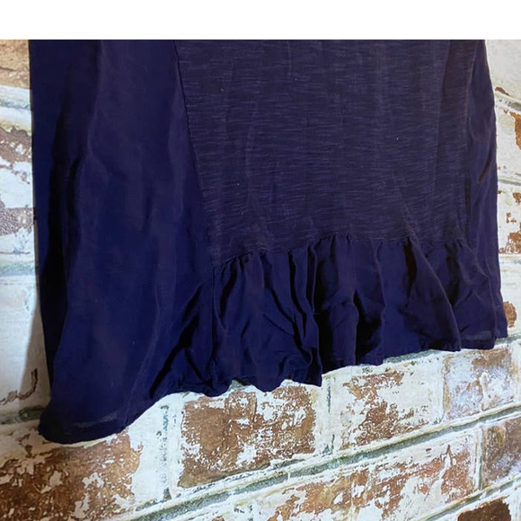 Anthropologie Saturday Sunday Blue Chiffon Peplum Hemline & Back Detail Tee - Picture 3 of 8